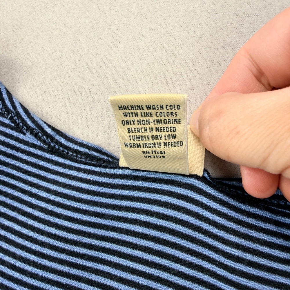 LL Bean Blue Black Striped Supima Cotton Modal Tank Top XL Regular 0WT71 - Picture 4 of 6